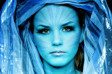 Blue - face, make up, model, blue