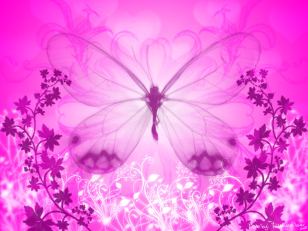 PINK BUTTERFLY - butterfly, floral, pink, animals