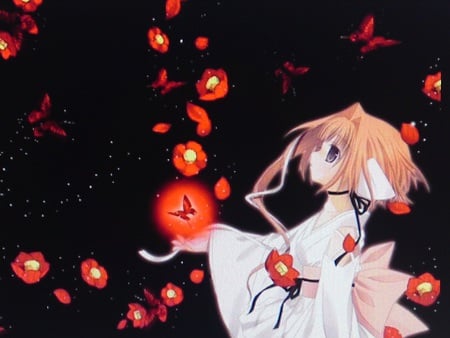 red butterfly - butterfly, girl, chobits, red