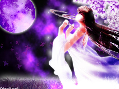 Yukirin art 2 - moon, anime, purple, yukirin, girl