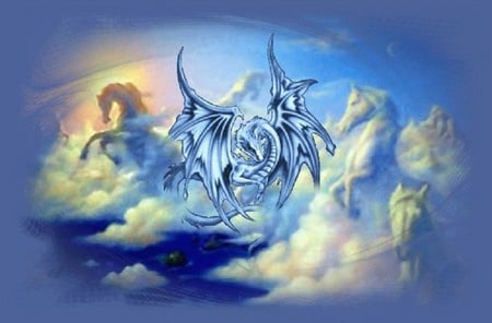 blue dragon - fantasy, anime, dragon, blue