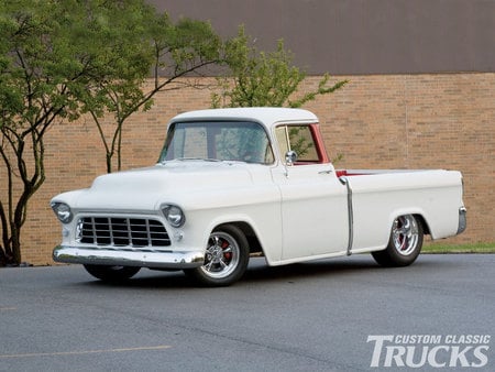 White Cameo - truck, 55, gm, chevy