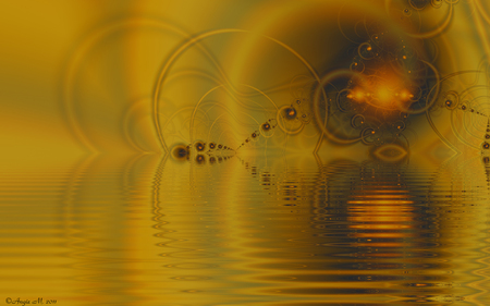 Fractal Waters 5 - cg, fantasy, water, lake, gold, 2d, fractal