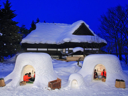 Now That's Dining Out - eating, eat, food, japan, winter, dine, evening, asia, dining, family, home, eastern, people, outside, house, asian, japanese, igloo, snow