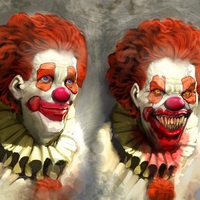 i afraid of clowns like  little child, my biggest nightmare, blue, no, round nose, leer, klovan, circus! :)