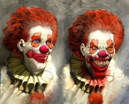 i afraid of clowns like  little child, my biggest nightmare, blue, no, round nose, leer, klovan, circus! :) - blue, my biggest nightmare, leer, many are afraid of clowns little child, round nose, klovan, no, circus, bad and good one