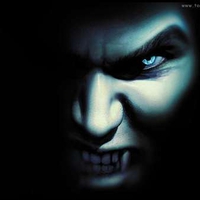 vampire,scare look,black,blue,teeth,evel eye
