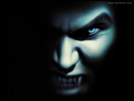 vampire,scare look,black,blue,teeth,evel eye - vampire, black, blue, evel eye, teeth, scare look