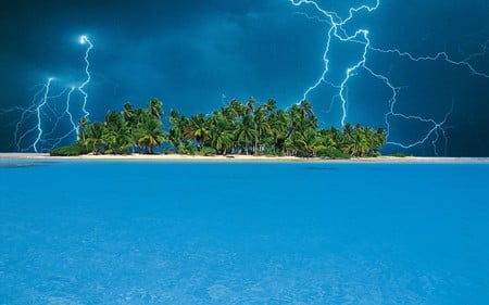 electric blue - wallpaper, popular, lightning, islands, blue, sky, storm, island, oceans, nature