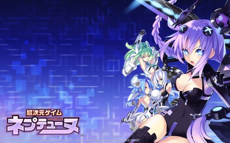 Hyperdimension Neptunia - heart, tsunako, purple, hyperdimension neptunia, blue eyes