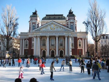 National Theatre - national, winter, teatre, sofia, photography, skate, city, photo, ice, sky, bulgaria