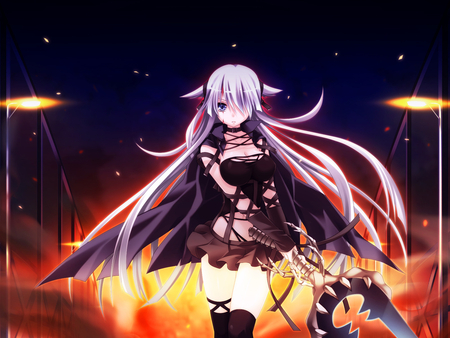 Attack!!! - anime, girl, sword, weapon, long hair, white hair