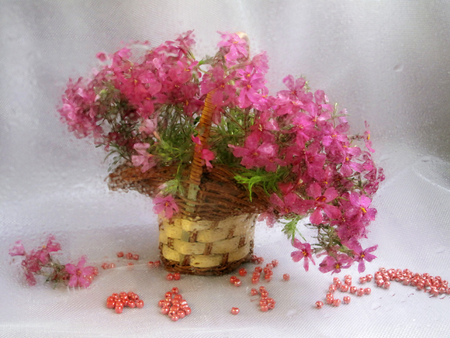 flowers basket - flowers, basket, arrangement, beautiful, pink