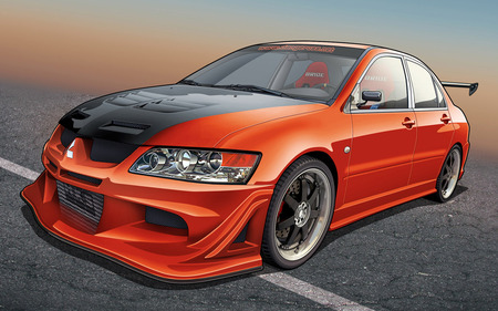 Mitsubishi Evo BlackRed - evolution, mitsubishi, black, red