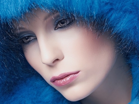 Blue Mood - hat, lips, blue, look