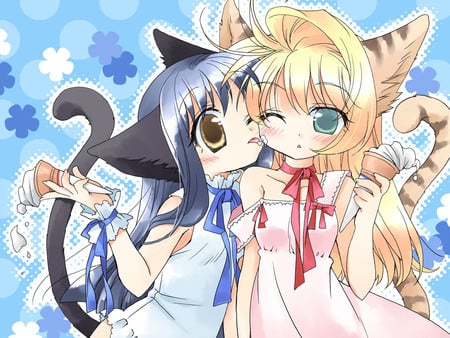 catgirls - anime, girls, cat, yuri