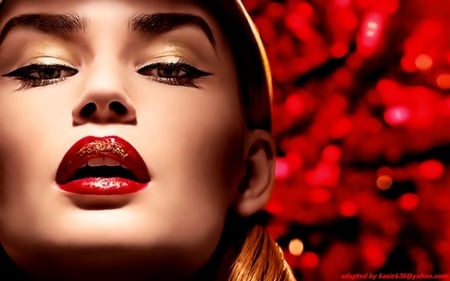 woman - woman, people, lips, red