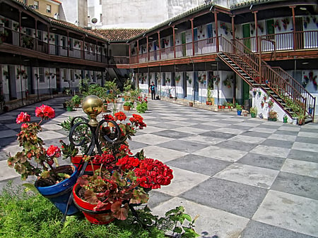 courtyard - courtyard, flowers, patio, spain