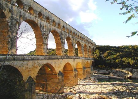 Pont du Gard - river gard, aquaduct, ancient, old, roman