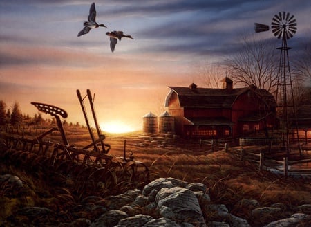 EVENING CHORES ALL DONE ON FARM - color, sunset, of, beautiful