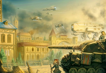 March of the Golden Eagle - valkyria chronicles, tank, command and conquer, town