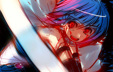 Crazy Sayaka - blood, miki sayaka, puella magi madoka magica, sword, crying