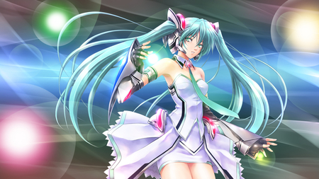 Hatsune Miku - hatsune, girl, vocaloid, anime, music, miku, lights