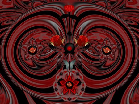 Red Rose - eye candy, collage, 3d, fractal, abstract