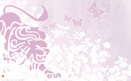 Pink Lion - abstract, lions, little cats, pink, flowers, nature, kittens, cats, tigers, animals