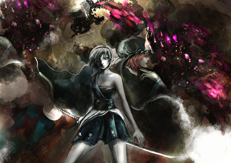 Dark power - abstract, anime, girl, sword, kanata, power, dark