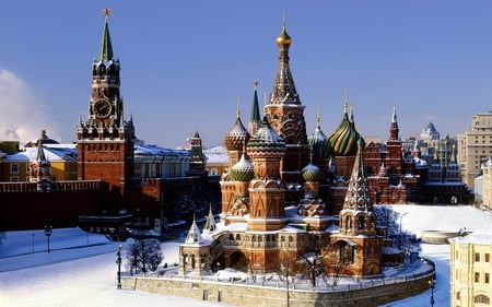 St.Basils Cathedral - cathedral, russia, winter, moscow, red square, snow, architecture