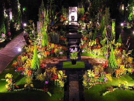 colourful greenhouse - greenhouse, flowers, inside, colourful