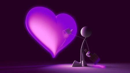 Paint Your Love - purple, heart, paint, love, romance