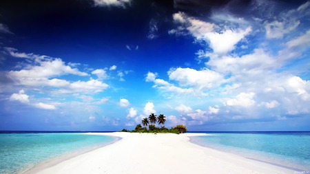 Paradise Island - sky, ocean, beach, paradise, clouds, island, water, sand