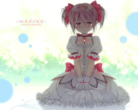 sad (upset,hurt) - anime, tear, girl, alone, blush, littledress, hurt, crying, colorful, bunches, sad, cute, pinky eyes, little, bow, ribbons