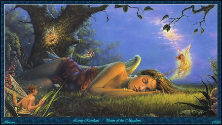 Poem of the Meadows - meadow, beauty, tree, fairy, sleep