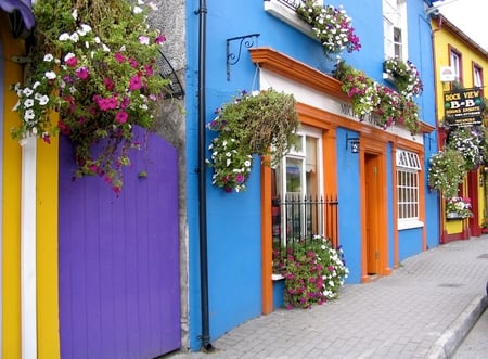 Village Lane - village, beautiful, lane, pot flowers, houses