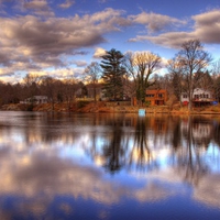 beautiful reflection in water of sky