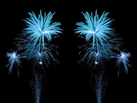 BLUE FIREWORKS - abstract, night, blue, fireworks