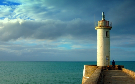 lighthouse - storm coming, lighthouse, on the water, beacon