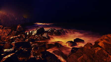 Glowing Stones - nature, glowing, beautiful, water, stones, rocks, creek