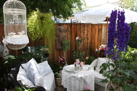 Garden Party for Two - party, garden, tea, beautiful, table, setting, patio