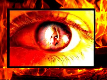 Kanchan Bagari: Fire Wallpaper - kanchan bagari, eye, red, fire