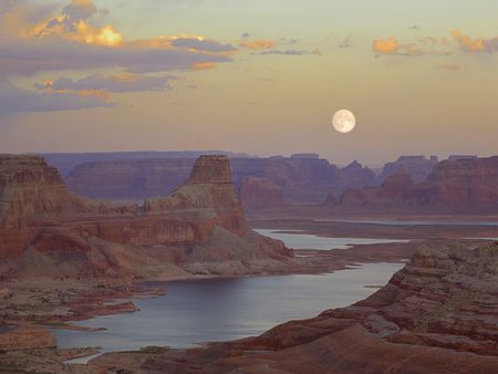 View_From_Alstrom_Point - utah, cloud, moon, lake