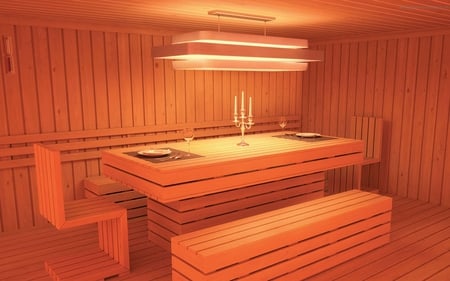 Unusual wooden dining room