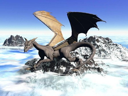 dragon in the clouds - dragon, fantasy, clouds