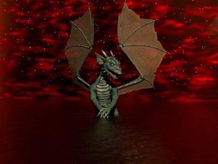 little dragon - abstract, red, 3d, dragon, fantasy