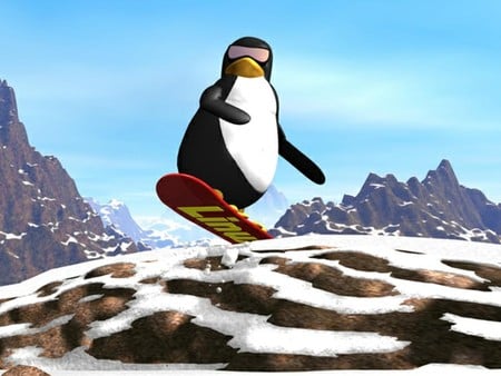 penguin - sports, snowboard, penguin, technology, funny, linux