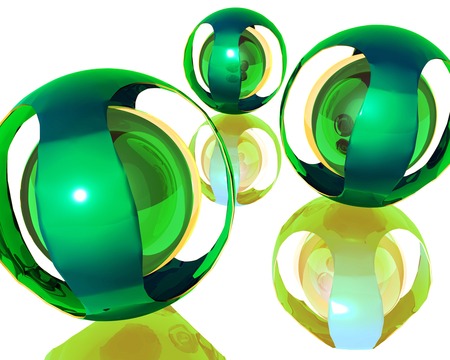 green balls - 3d, balls, abstract, green