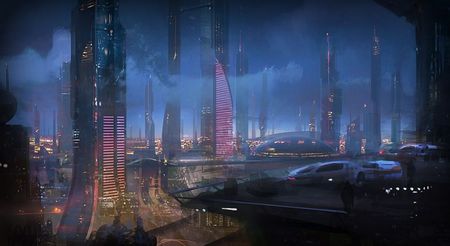 Mass Effect 2 City concept - drawing, concept, mass effect 2, city, sf